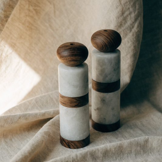 Marble & Walnut Grinder Set