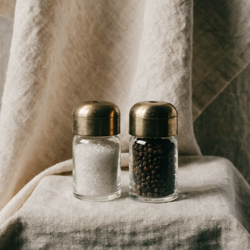 Brass & Glass Salt & Pepper Shakers