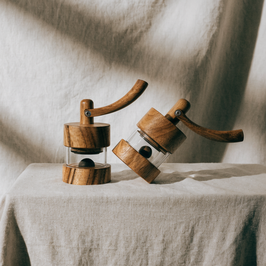 Acacia Wood Electric Gravity Grinder Set