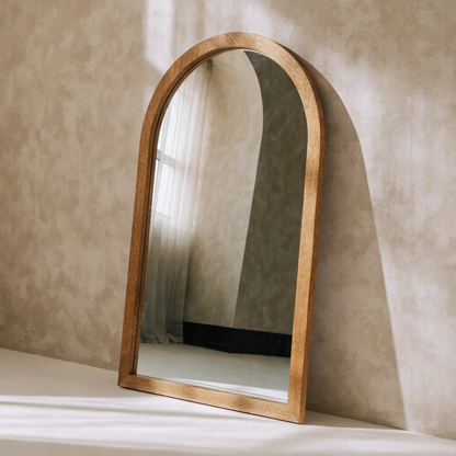 Arched Full-Length Floor Mirror — Oak