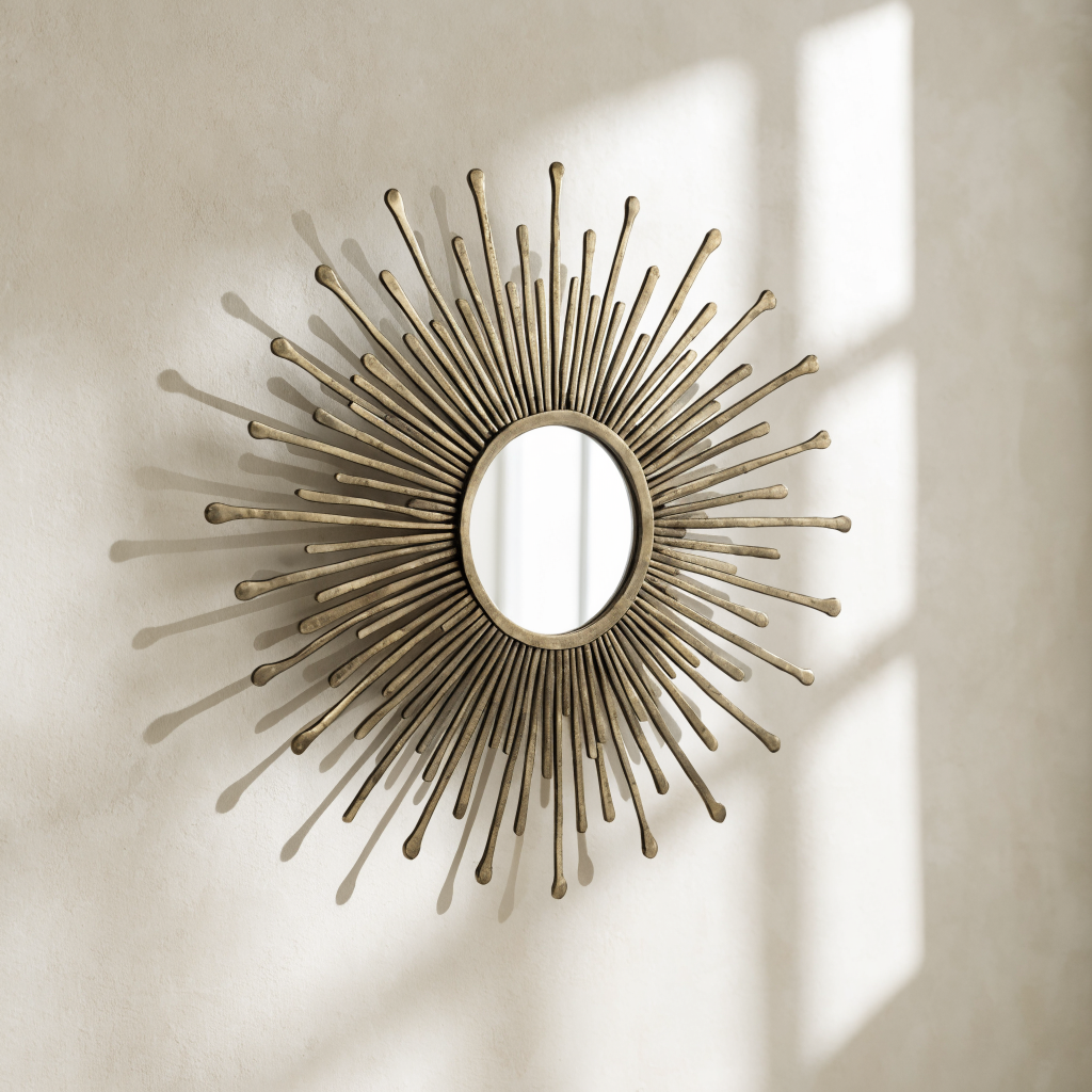 Sunburst Brass Wall Mirror