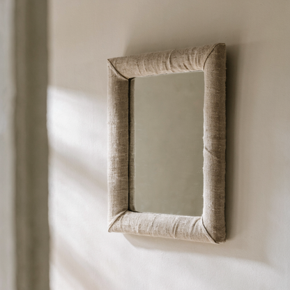 Rectangular Linen-Frame Wall Mirror