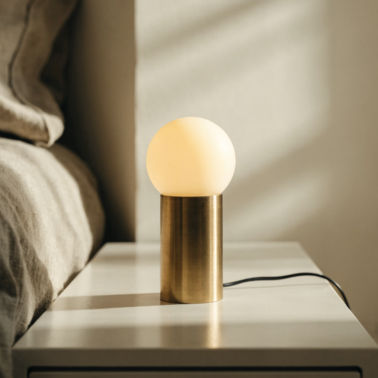 Brass & Opal Glass Bedside Lamp